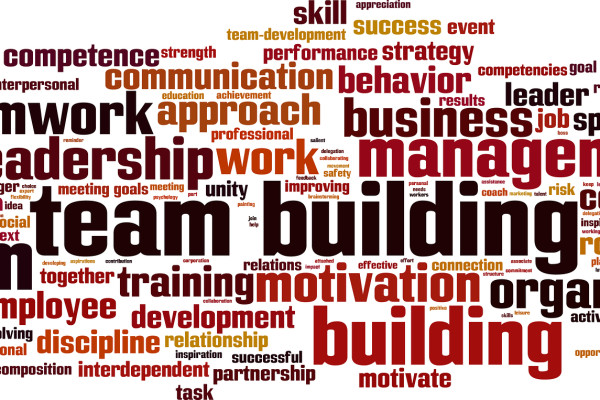 Team building word cloud concept. Vector illustration isolated on white